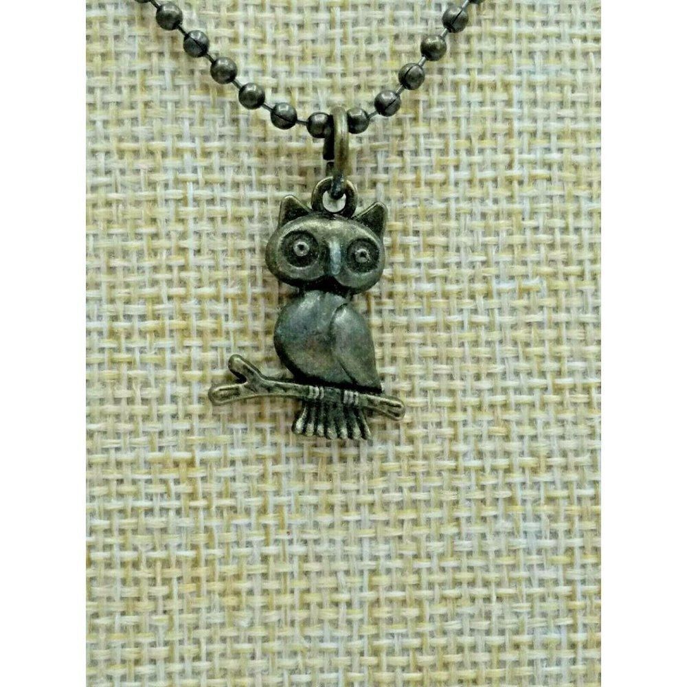Owl On A Branch Necklace Brass Tone
